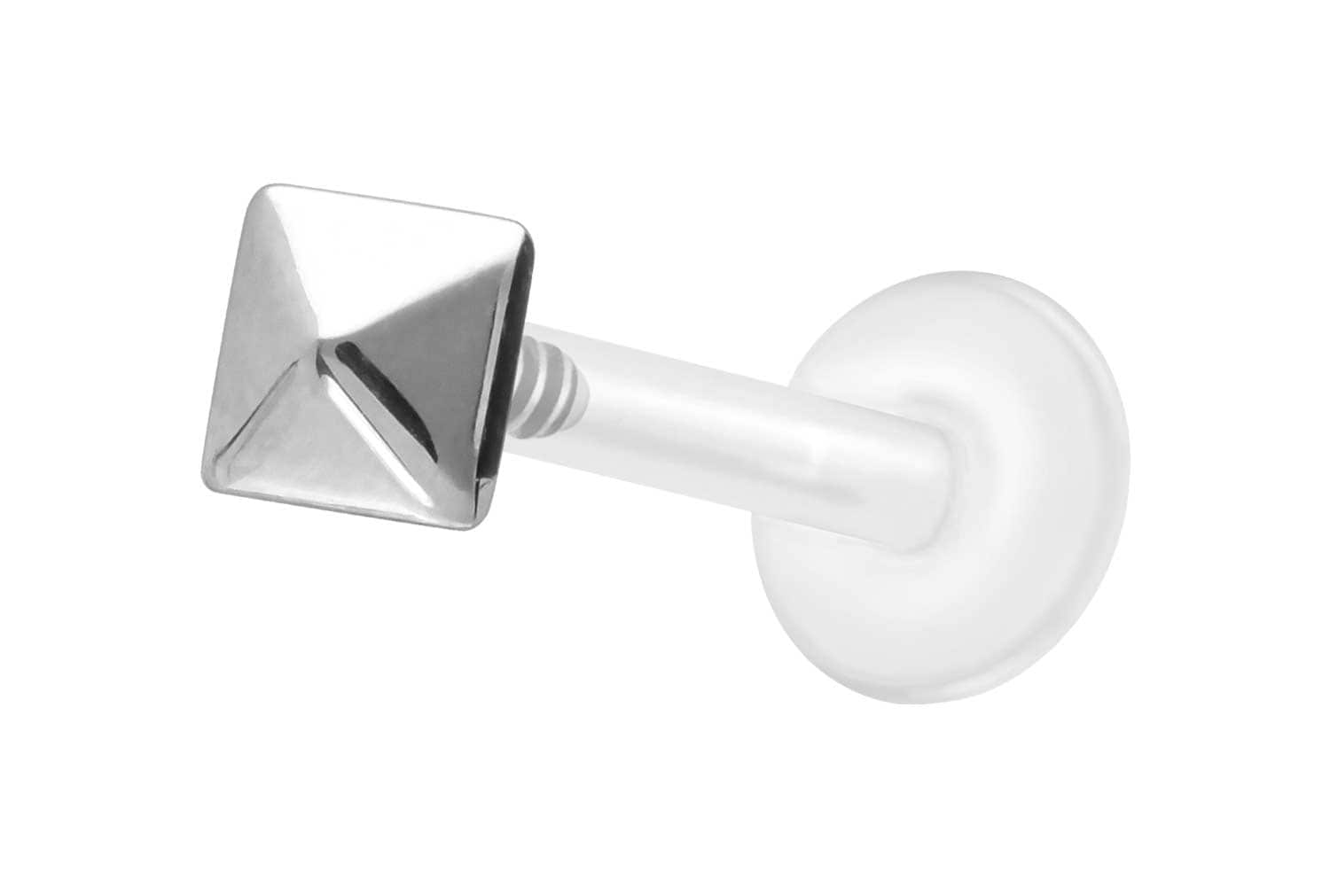 PTFE Labret Piercing mit Innengewinde + Titan-Aufsatz PYRAMIDE